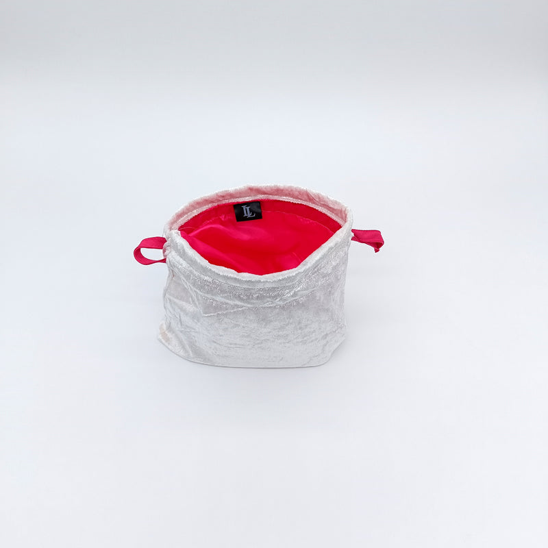 White velvet and pink satin bag