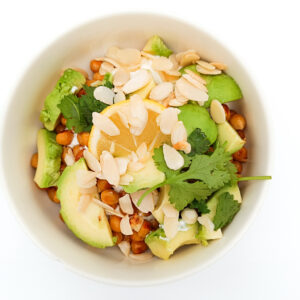 Savory Yogurt Bowl with Avocado, Chickpeas, Almonds