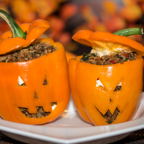 Jack O Lantern Stuffed Peppers